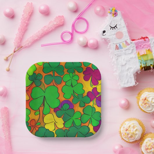 St. Patrick's Day Borden met Shamrocks Papieren Bordje (Feest)