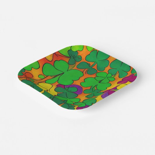 St. Patrick's Day Borden met Shamrocks Papieren Bordje (Gebogen)