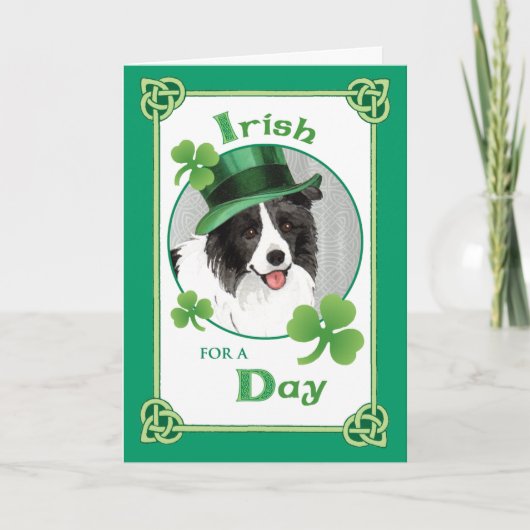 St. Patrick's Day Border Collie Kaart (Voorkant)
