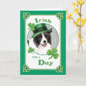 St. Patrick's Day Border Collie Kaart (Gele Bloem)