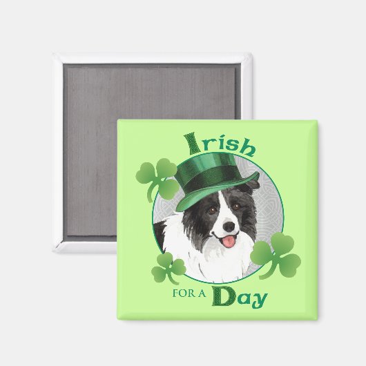 St. Patrick's Day Border Collie Magneet (Voorkant / Achterkant)
