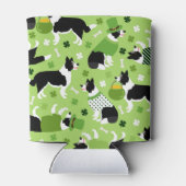 St. Patrick's Day Border Collie Pattern Blikjeskoeler (Achterkant)