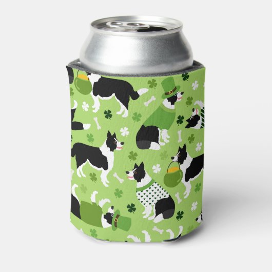 St. Patrick's Day Border Collie Pattern Blikjeskoeler (Blikje Achterkant)