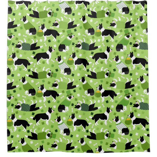 St. Patrick's Day Border Collie Pattern Douchegordijn (Voorkant)