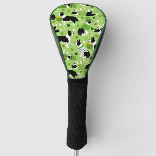 St. Patrick's Day Border Collie Pattern Golfheadcover (Voorkant)