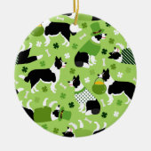St. Patrick's Day Border Collie Pattern Keramisch Ornament (Voorkant)