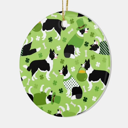 St. Patrick's Day Border Collie Pattern Keramisch Ornament (Links)