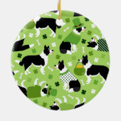 St. Patrick's Day Border Collie Pattern Keramisch Ornament (Achterkant)