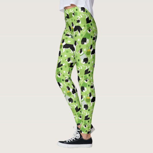 St. Patrick's Day Border Collie Pattern Leggings (Links)