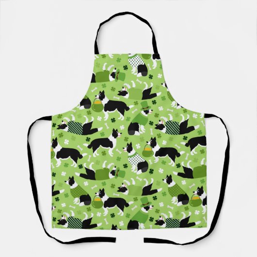 St. Patrick's Day Border Collie Pattern Schort (Voorkant)