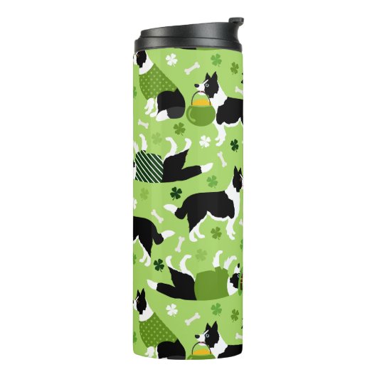 St. Patrick's Day Border Collie Pattern Thermosbeker (Gedraaid links)