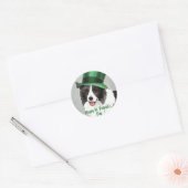 St. Patrick's Day Border Collie Ronde Sticker (Envelop)
