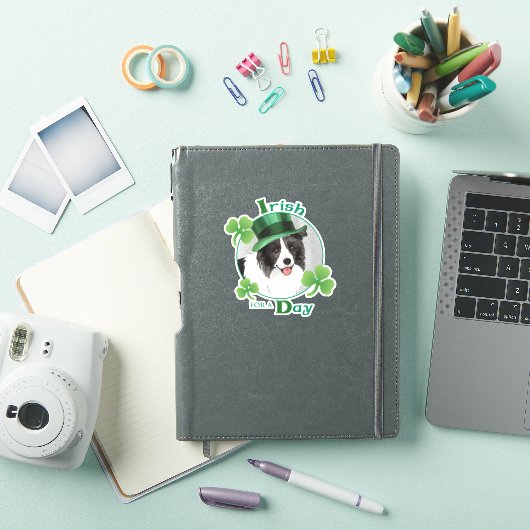 St. Patrick's Day Border Collie Vinyl Sticker (iPad Cover)