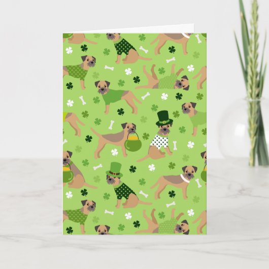 St. Patrick's Day Border Terrier Feestdagen Kaart (Voorkant)