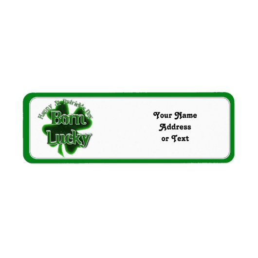 St. Patrick's Day Born Lucky Etiket (Voorkant)