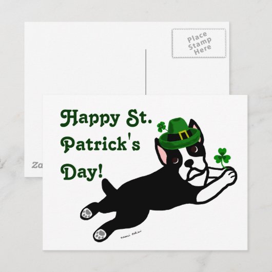 St. Patrick's Day Boston Terrier Briefkaart (Voorkant / Achterkant)