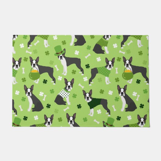 St. Patrick's Day Boston Terrier Deurmat (Voorkant)