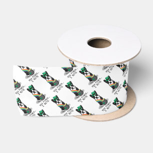 St. Patrick's Day Boston Terrier Dog (zwart) Funny Satijnen Lint