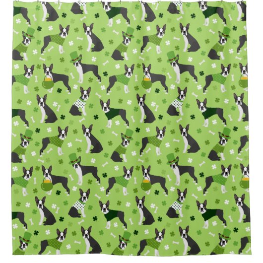 St. Patrick's Day Boston Terrier Douchegordijn (Voorkant)