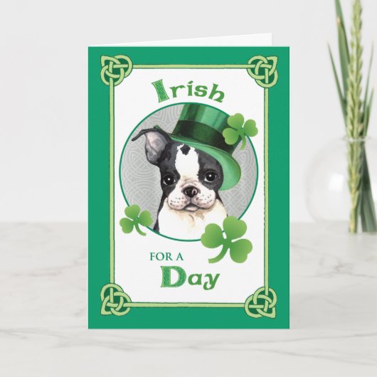 St. Patrick's Day Boston Terrier Kaart (Voorkant)