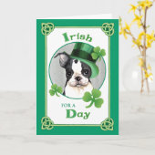 St. Patrick's Day Boston Terrier Kaart (Gele Bloem)