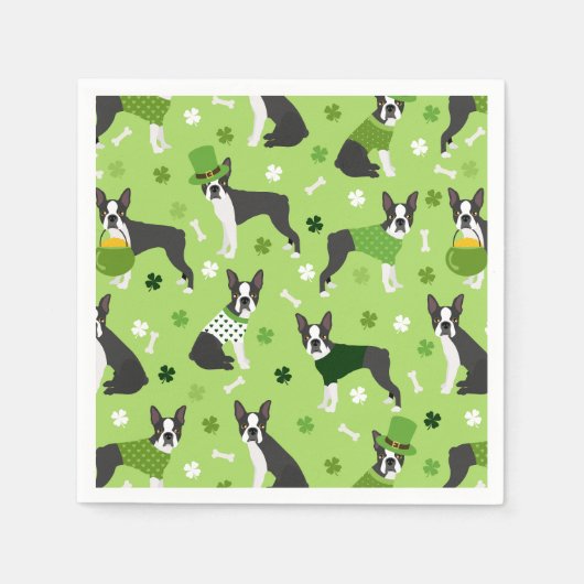 St. Patrick's Day Boston Terrier Servet (Voorkant)