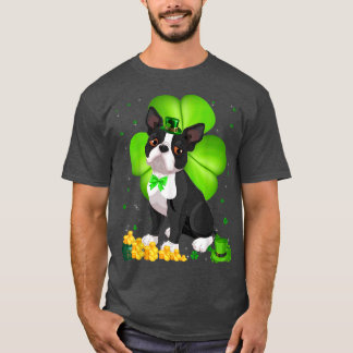 St Patrick's Day Boston Terrier Shamrock Pet Lover T-shirt