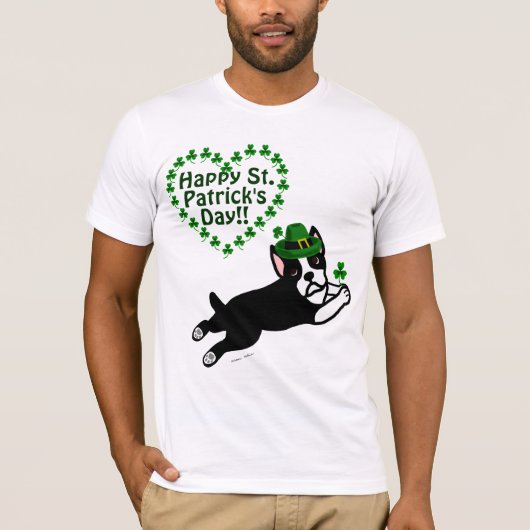 St. Patrick's Day Boston Terrier T-shirt (Voorkant)