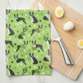 St. Patrick's Day Boston Terrier Theedoek (Quarter Fold)