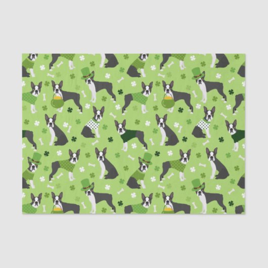St. Patrick's Day Boston Terrier Tissuepapier (Voorkant)