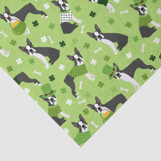 St. Patrick's Day Boston Terrier Tissuepapier (Detail)