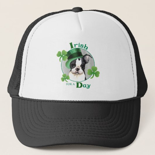 St. Patrick's Day Boston Terrier Trucker Pet (Voorkant)