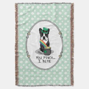 St. Patrick's Day Boston Terrier (zwart) Cute Dog Deken