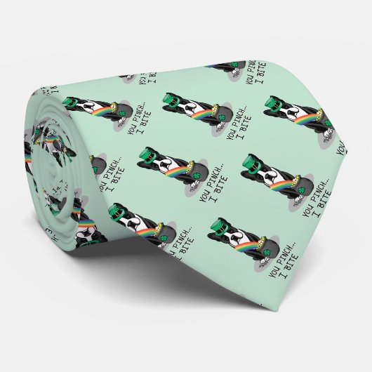 St. Patrick's Day Boston Terrier (zwart) Dog Funny Stropdas (Opgerold)