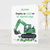 St. Patrick's Day Bouw Excavator Graaft Op Kaart (Gele Bloem)