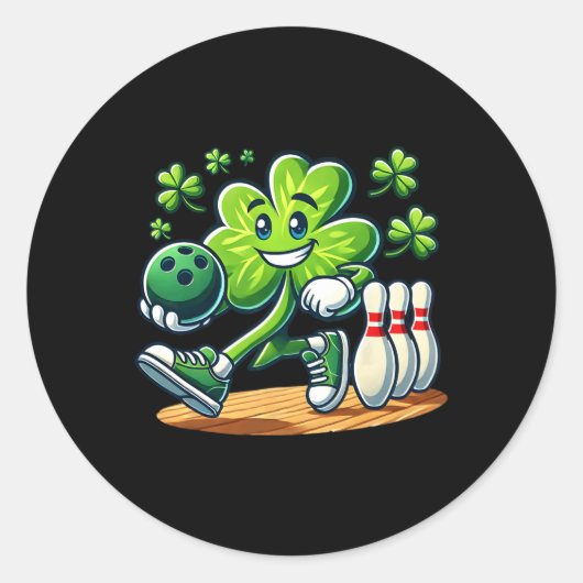 St Patrick's Day Bowling Boys Meisjes Schattige Sh Ronde Sticker (Voorkant)