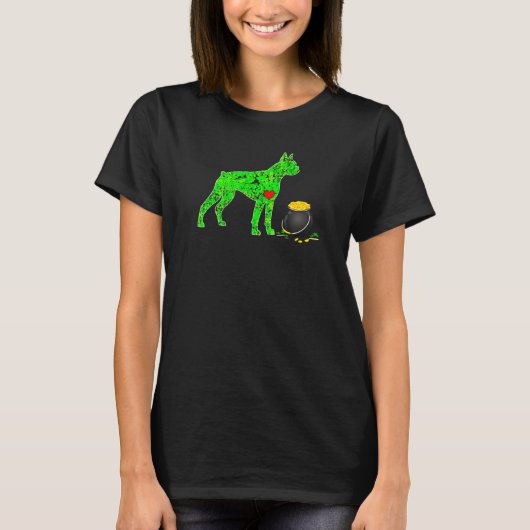 St Patricks Day Boxer Dog Shamrock T-shirt (Voorkant)