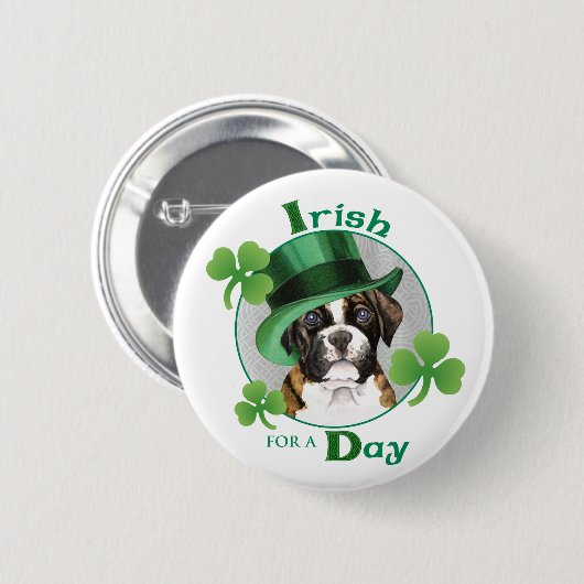 St. Patrick's Day Boxer Ronde Button 5,7 Cm (Voorkant /achterkant)