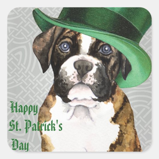 St. Patrick's Day Boxer Vierkante Sticker (Voorkant)
