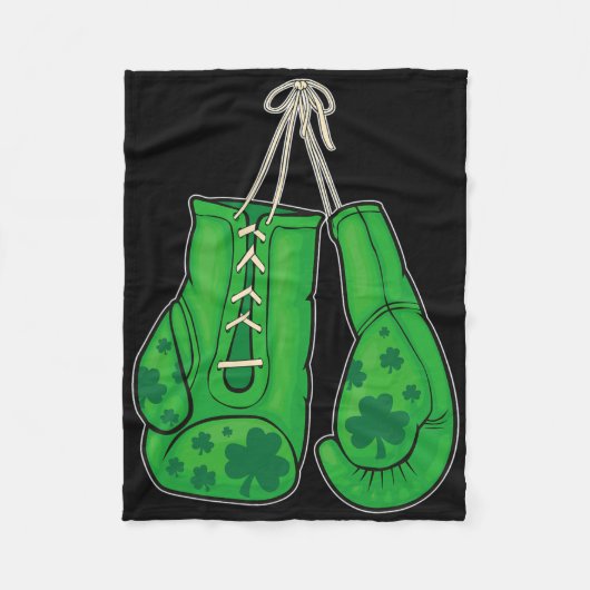 St Patricks Day Boxing Glove Green Lucky Shamrock Fleece Deken (Voorkant)