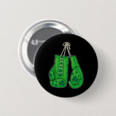 St Patricks Day Boxing Glove Green Lucky Shamrock Ronde Button 5,7 Cm (Voorkant /achterkant)