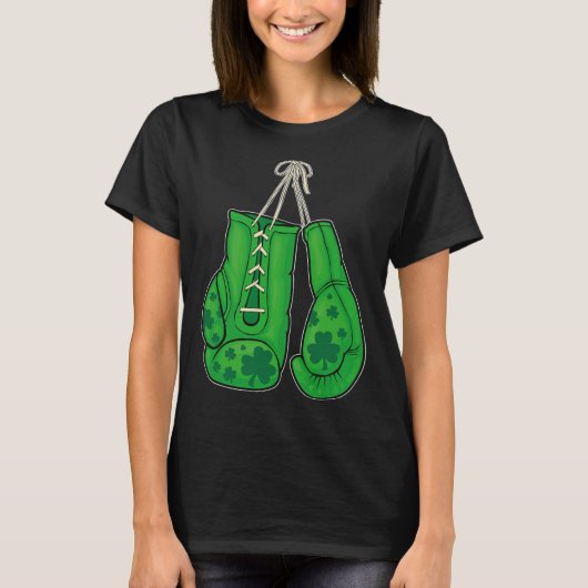 St Patricks Day Boxing Glove Green Lucky Shamrock T-shirt (Voorkant)