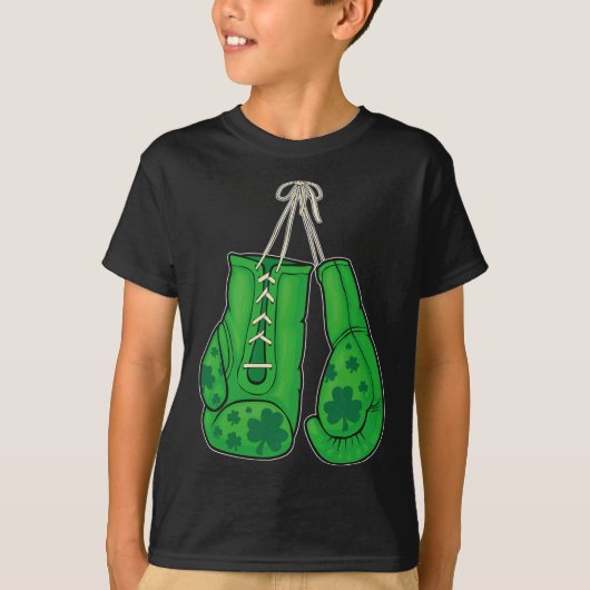 St Patricks Day Boxing Glove Green Lucky Shamrock T-shirt (Voorkant)
