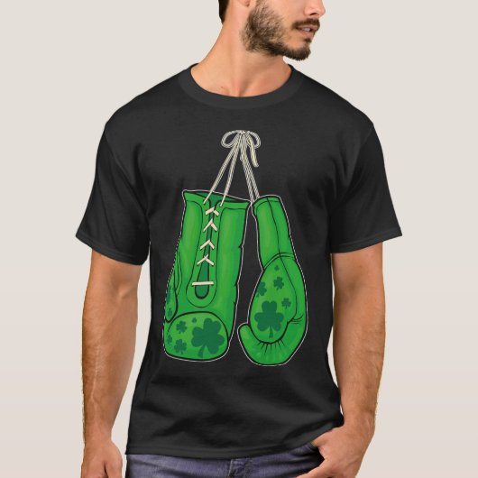 St Patricks Day Boxing Glove Green Lucky Shamrock T-shirt (Voorkant)