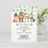 St Patrick's Day Boy Baby shower Shamrock Dieren Kaart (Staand voorkant)