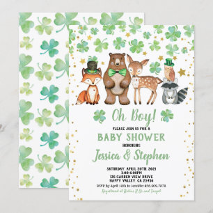 St Patrick's Day Boy Baby shower Shamrock Dieren Kaart