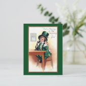 St Patrick's Day Boy op Antiek telefoon Briefkaart (Staand voorkant)