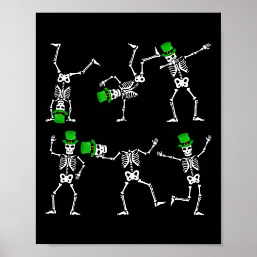 St Patrick's Day Boys Kinder Dancing Skeleton Pet Poster (Voorkant)