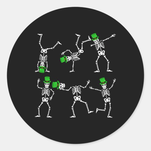 St Patrick's Day Boys Kinder Dancing Skeleton Pet Ronde Sticker (Voorkant)