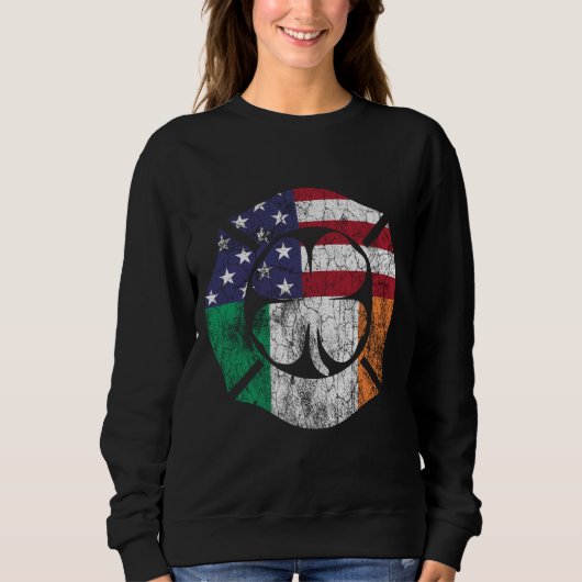 St. Patrick's Day Brandweerman Ierse Amerikaanse v Trui (Voorkant)